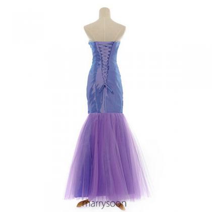 Lavender Purple Mermaid Floor Length Prom Gown,..