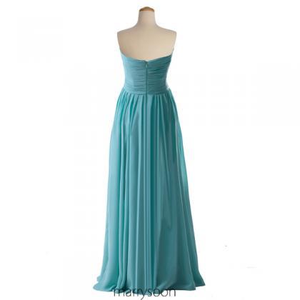 Tiffany Blue Pleated Chiffon Bridesmaid Dress,..