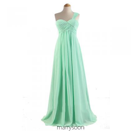 Mint Green Chiffon Long Bridesmaid Dresses, Mint..