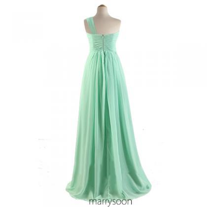 Mint Green Chiffon Long Bridesmaid Dresses, Mint..