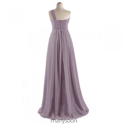 Lavender Purple One Shoulder Bridesmaid Dresses,..