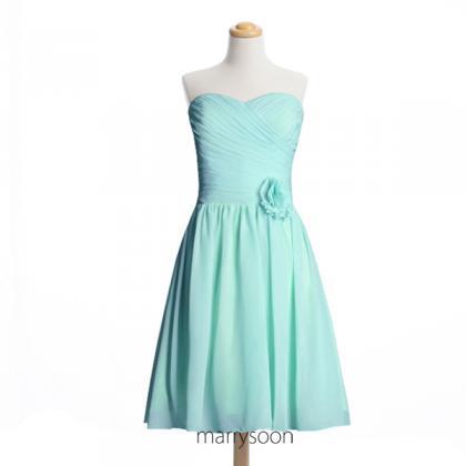 Mint Blue Chiffon Short Bridesmaid Dresses, Pastel..