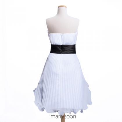 Black And White Chiffon Short Bridesmaid Dresses,..