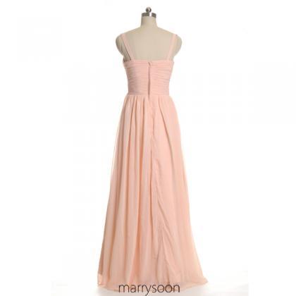Rose Colored V-neck Chiffon Bridesmaid Dresses,..