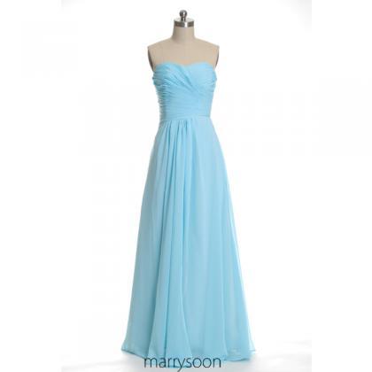 Blue Jay Pleated Long Chiffon Bridesmaid Dresses,..