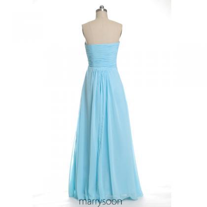 Blue Jay Pleated Long Chiffon Bridesmaid Dresses,..