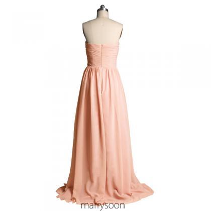 Rose Colored Strapless Chiffon Bridesmaid Dresses,..