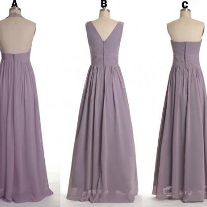 Dusty Purple Mix And Matched Long Bridesmaid..