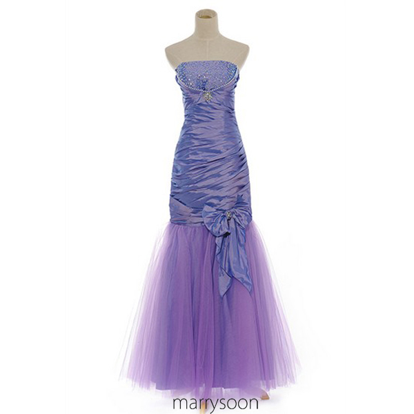 Lavender Purple Mermaid Floor Length Prom Gown, Light Purple Beaded Prom Dresses 2016, Simple Wedding Dress Md011