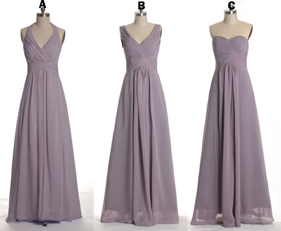 Dusty Purple Mix And Matched Long Bridesmaid Dresses, V-neck, Strapless, Halter Neck Lavender Long Bridesmaid Dresses Md133
